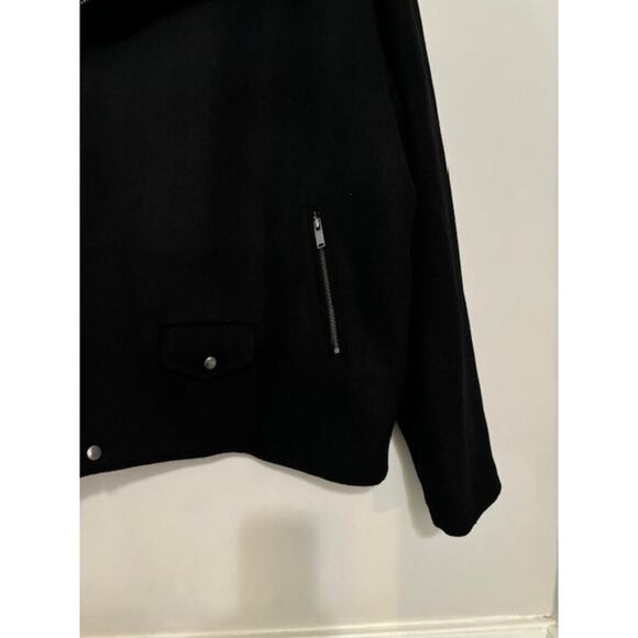 Asos Mens Jacket Coat Moto Full Zip Quilted Black Size Medium Wool Blend NWT - Picture 6 of 9